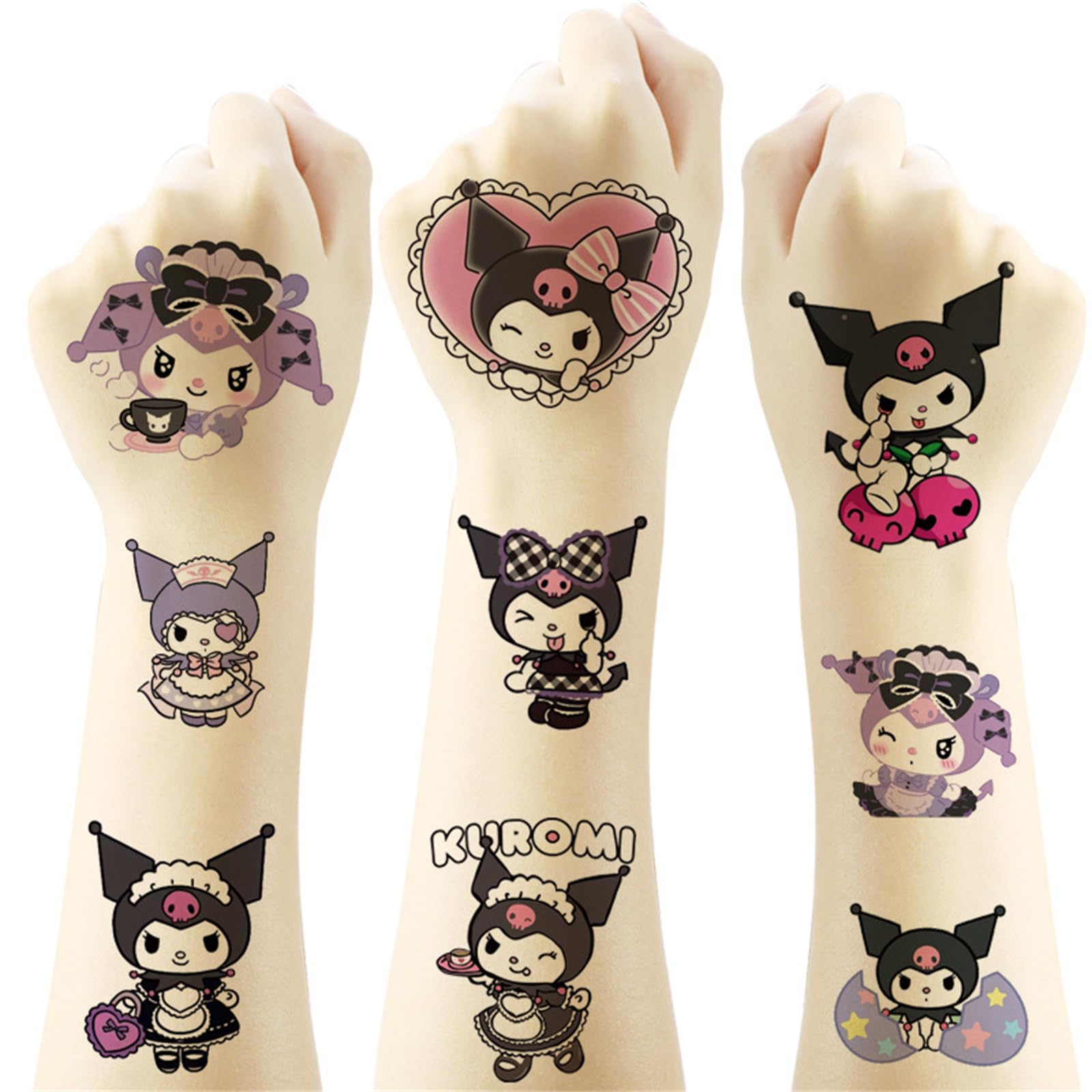 40pcs Temporary Kuromi Tattoos for Girls and Kids: Kawaii Birthday Party Supplies & Anime Party Favors