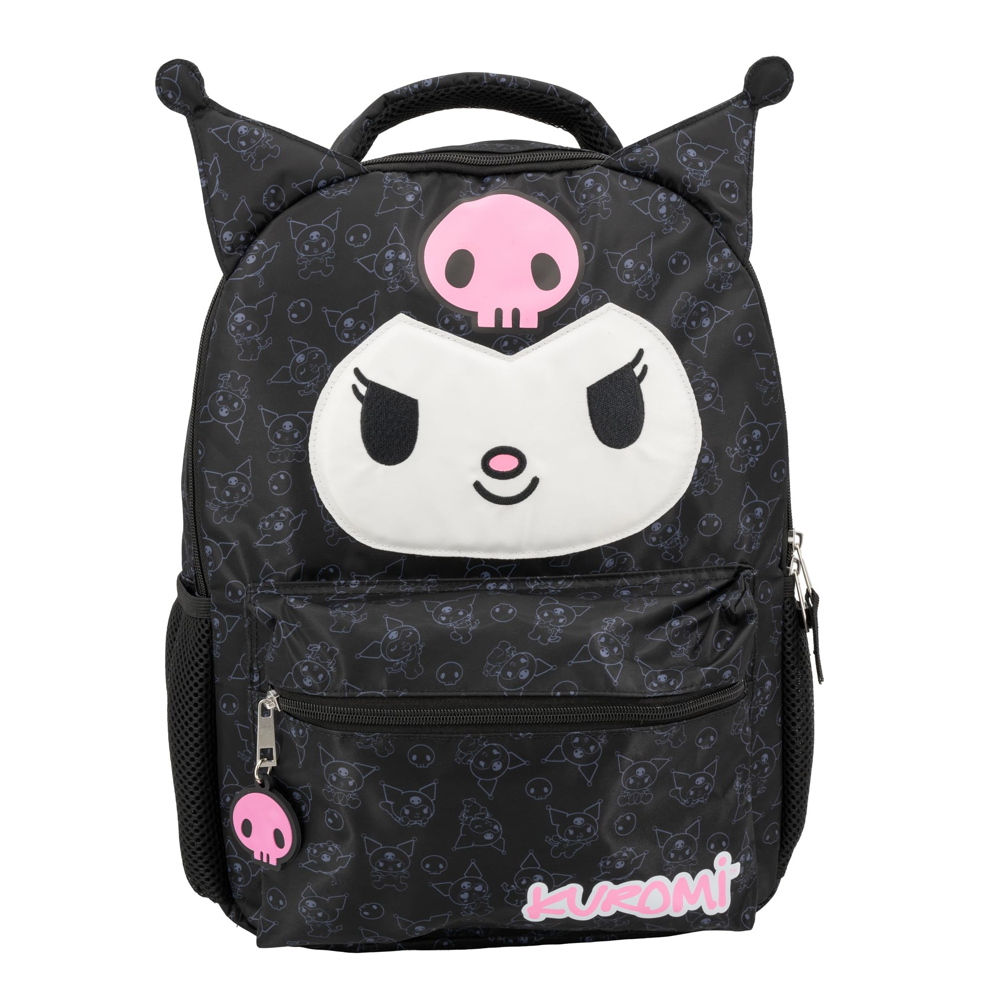 Hello Kitty Kuromi 16 Inch Black Anime Backpack for Girls | Sanrio Kawaii Bookbag with 3D Features