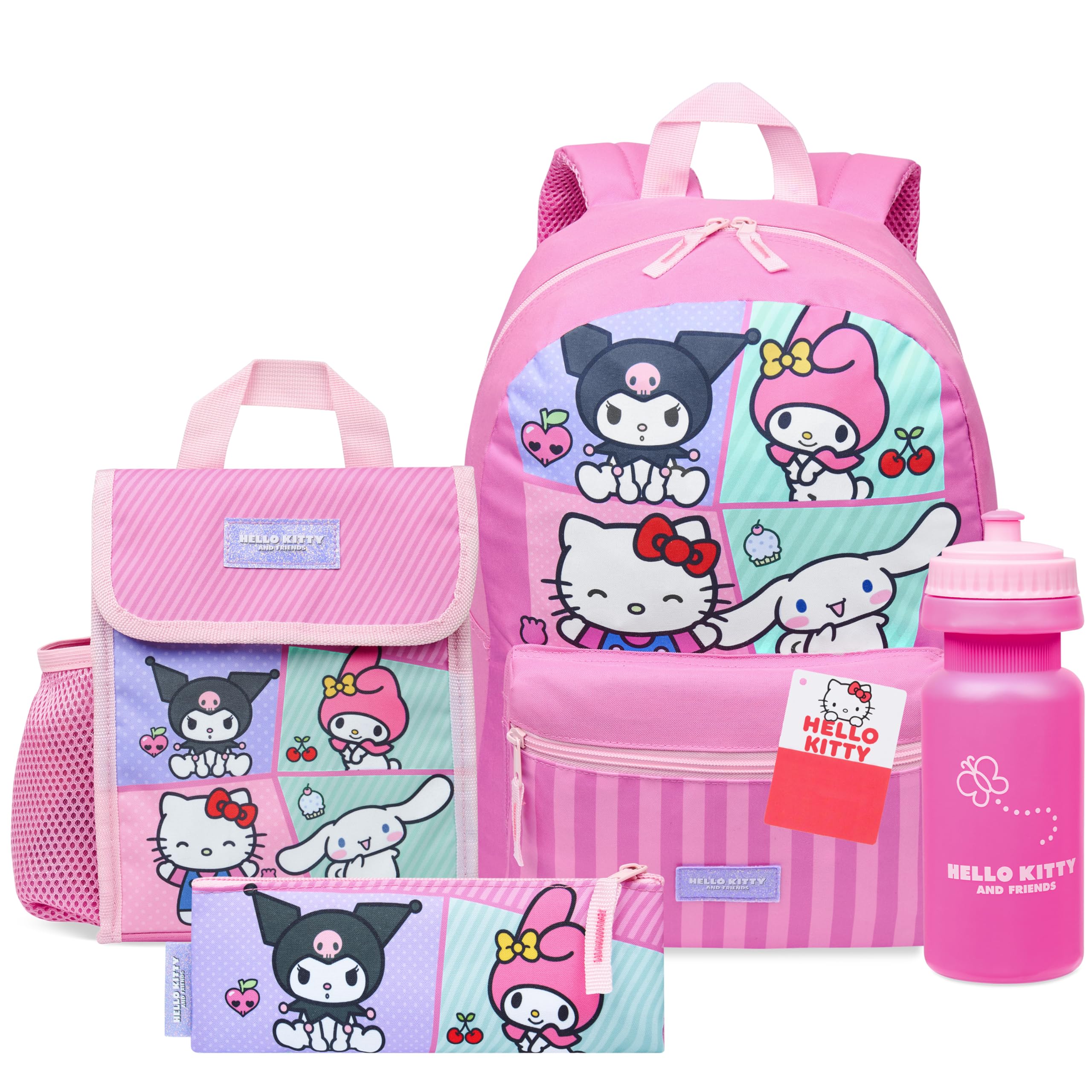  Hello Kitty Sanrio Backpack Set for Girls
| Water Bottle Lunch Bag Pencil Case for Girls
| Cinnamoroll Kuromi My Melody